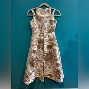 Rare Editions Cream and Gold Floral Formal Dress